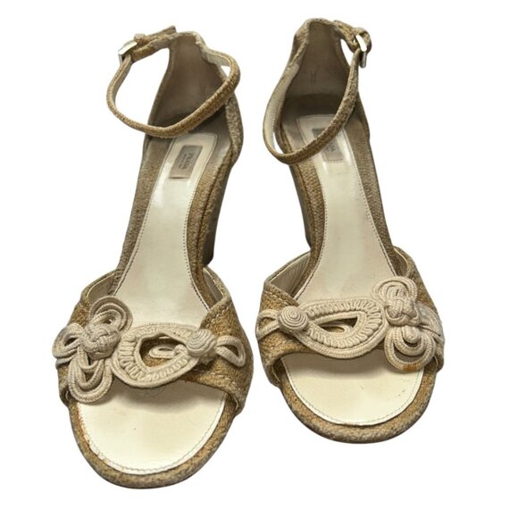 prada Italy straw cream rope design expadrille sandals 38 8 - Picture 6 of 7